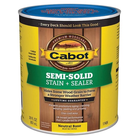 Cabot Cabot Semi-Solid Low VOC Semi-Solid Tintable Neutral Base Oil-Based Deck and Siding Stain 1 qt 140.0017406.005